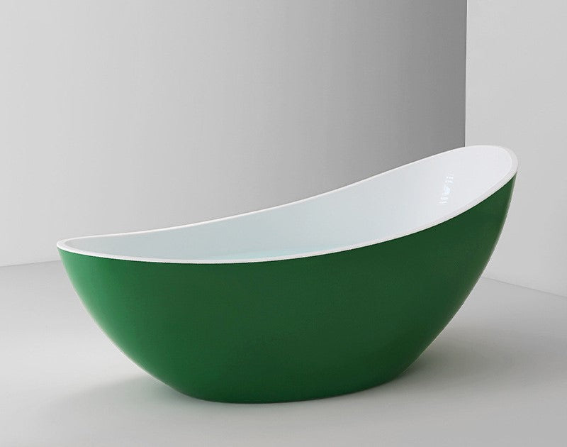 73" Crescent Shaped Acrylic Freestanding Bathtub