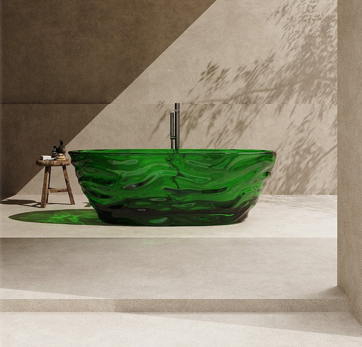 63" Crystal Resin Sculpted Freestanding Transparent Bathtub