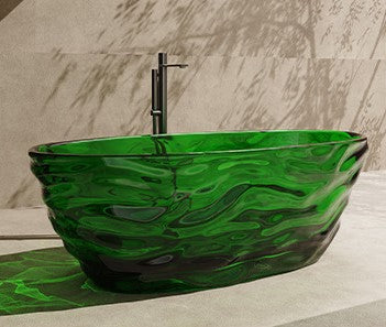 63" Crystal Resin Sculpted Freestanding Transparent Bathtub