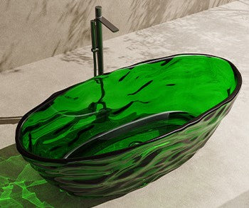 63" Crystal Resin Sculpted Freestanding Transparent Bathtub