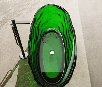 63" Crystal Resin Sculpted Freestanding Transparent Bathtub