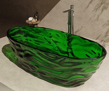 63" Crystal Resin Sculpted Freestanding Transparent Bathtub