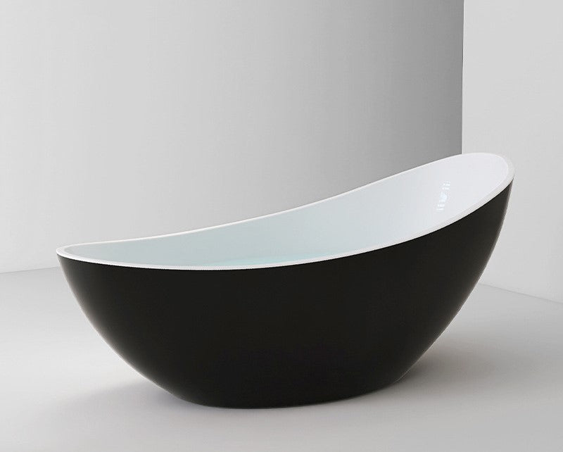 73" Crescent Shaped Acrylic Freestanding Bathtub