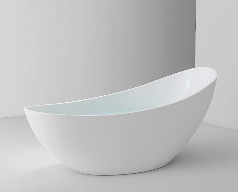 73" Crescent Shaped Acrylic Freestanding Bathtub
