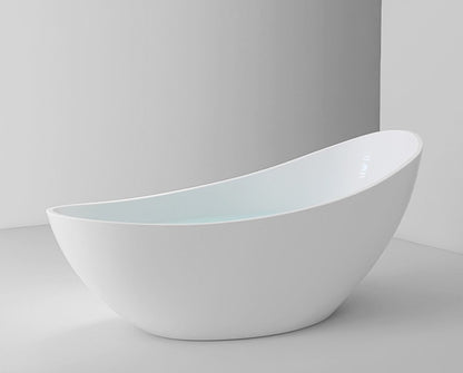 73" Crescent Shaped Acrylic Freestanding Bathtub