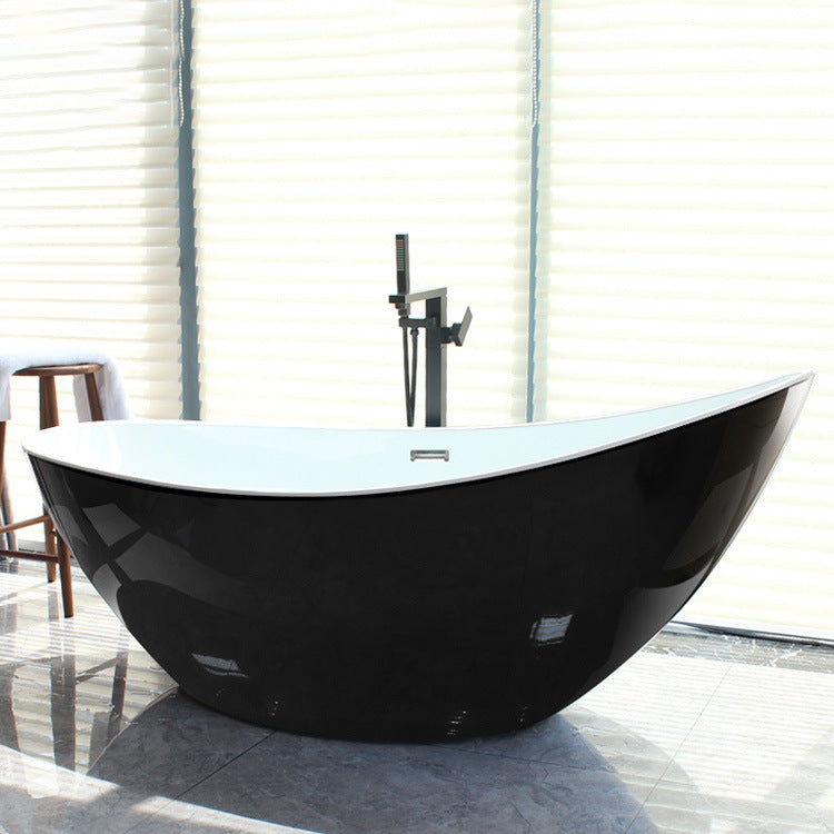 73" Crescent Shaped Acrylic Freestanding Bathtub