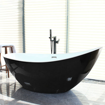 73" Crescent Shaped Acrylic Freestanding Bathtub