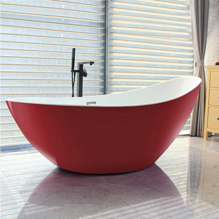 73" Crescent Shaped Acrylic Freestanding Bathtub