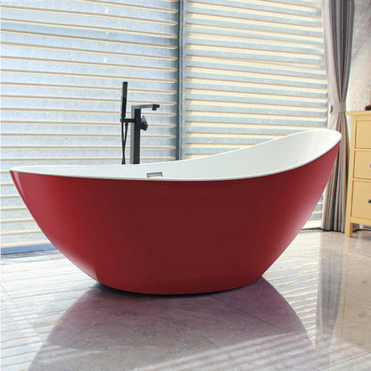 73" Crescent Shaped Acrylic Freestanding Bathtub