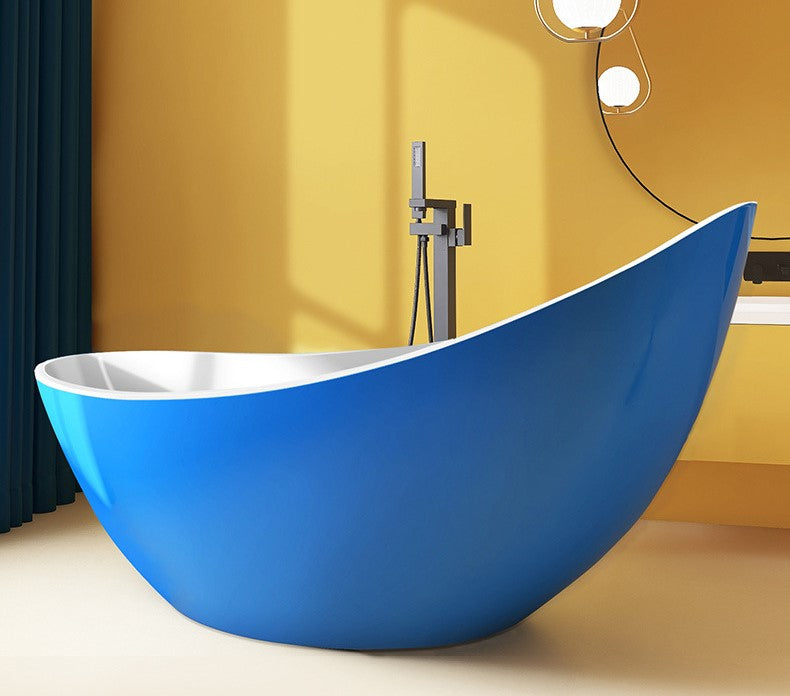 73" Crescent Shaped Acrylic Freestanding Bathtub