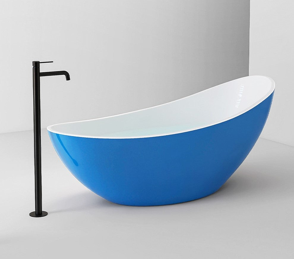 73" Crescent Shaped Acrylic Freestanding Bathtub
