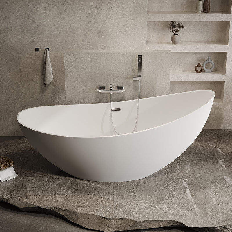 73" Crescent Shaped Acrylic Freestanding Bathtub