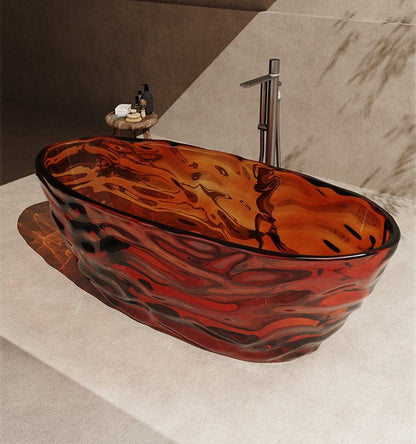 63" Crystal Resin Sculpted Freestanding Transparent Bathtub