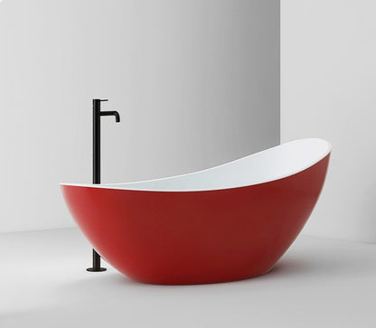 73" Crescent Shaped Acrylic Freestanding Bathtub