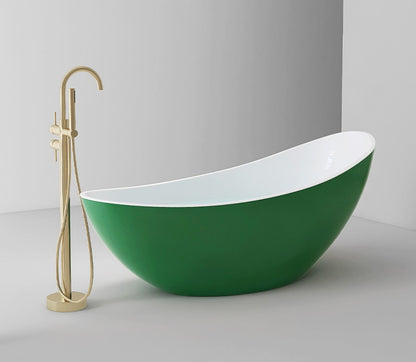 73" Crescent Shaped Acrylic Freestanding Bathtub
