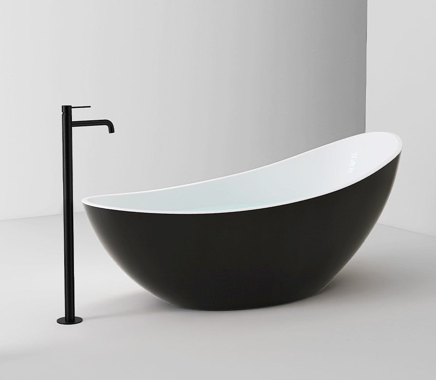 73" Crescent Shaped Acrylic Freestanding Bathtub