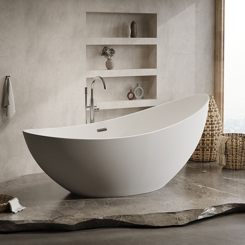 73" Crescent Shaped Acrylic Freestanding Bathtub