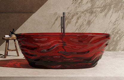 63" Crystal Resin Sculpted Freestanding Transparent Bathtub