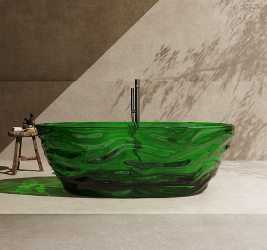 63" Crystal Resin Sculpted Freestanding Transparent Bathtub