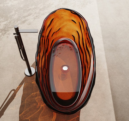 63" Crystal Resin Sculpted Freestanding Transparent Bathtub