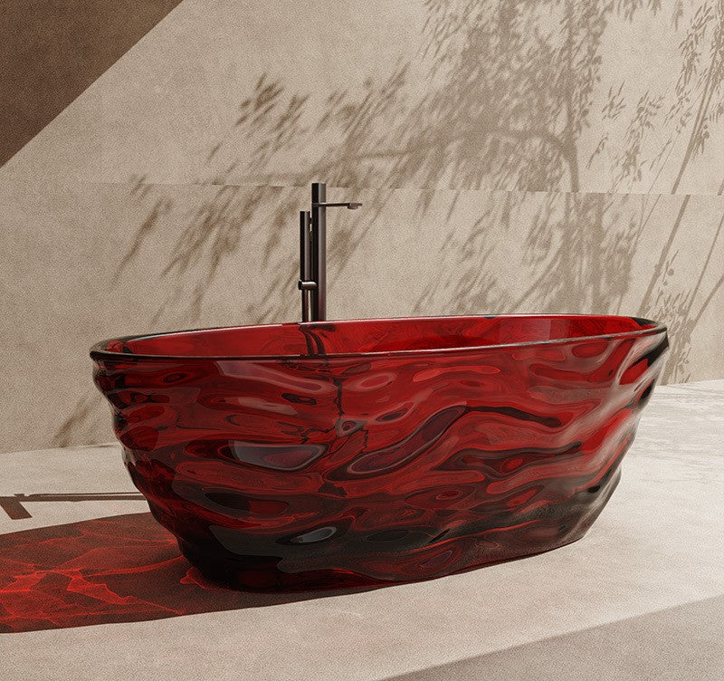 63" Crystal Resin Sculpted Freestanding Transparent Bathtub