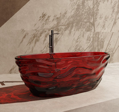 63" Crystal Resin Sculpted Freestanding Transparent Bathtub