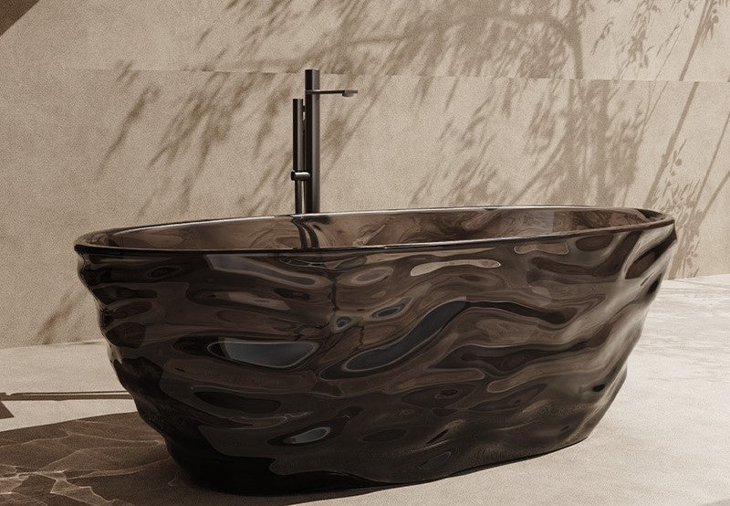 63" Crystal Resin Sculpted Freestanding Transparent Bathtub
