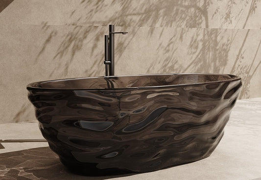 63" Crystal Resin Sculpted Freestanding Transparent Bathtub
