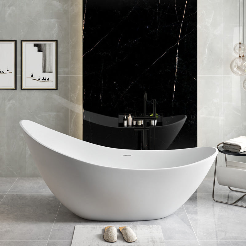 73" Crescent Shaped Acrylic Freestanding Bathtub