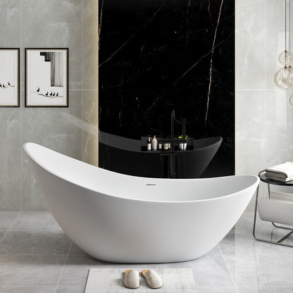 73" Crescent Shaped Acrylic Freestanding Bathtub