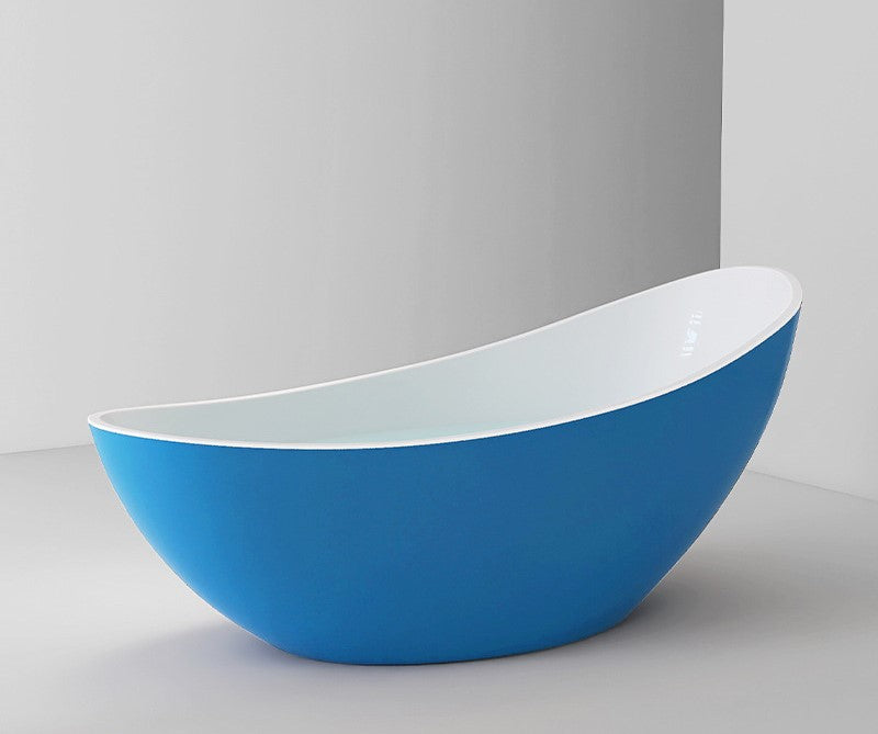 73" Crescent Shaped Acrylic Freestanding Bathtub