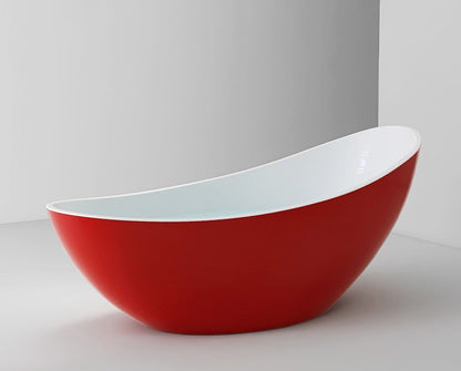 73" Crescent Shaped Acrylic Freestanding Bathtub