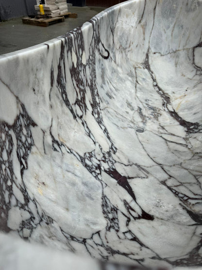 Calacatta Viola Bathtub Hand-carved from Solid Marble Block (W)34" (L)70" (H)26"