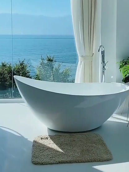 73" Crescent Shaped Acrylic Freestanding Bathtub