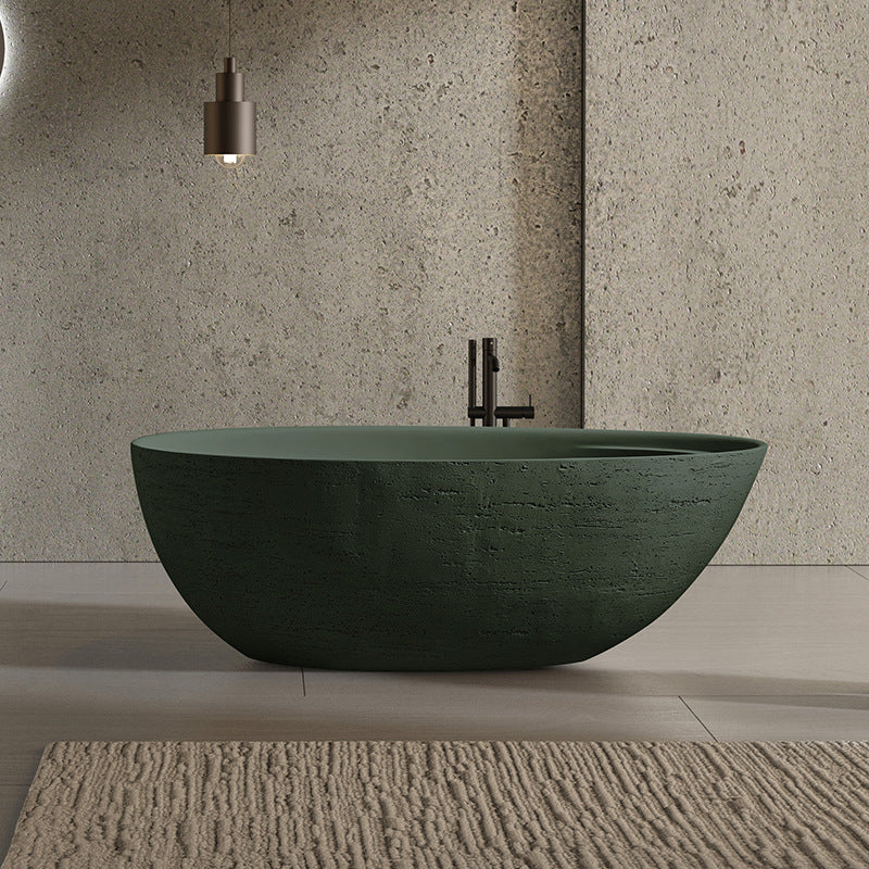 67" Natural Travertine Stone Freestanding Bathtub Modern Minimalist